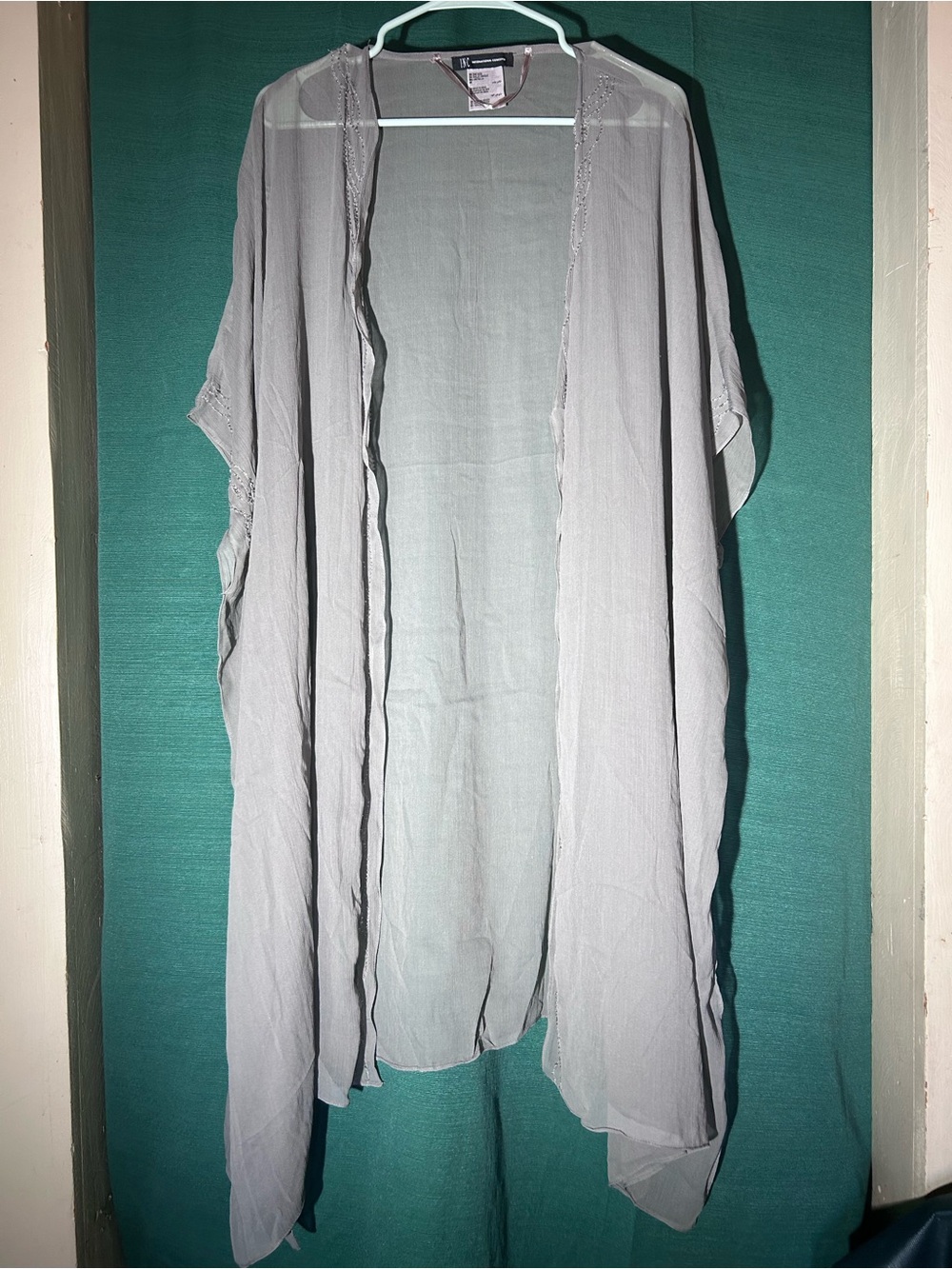 INC International Concepts Light Gray Open Draped Kimono